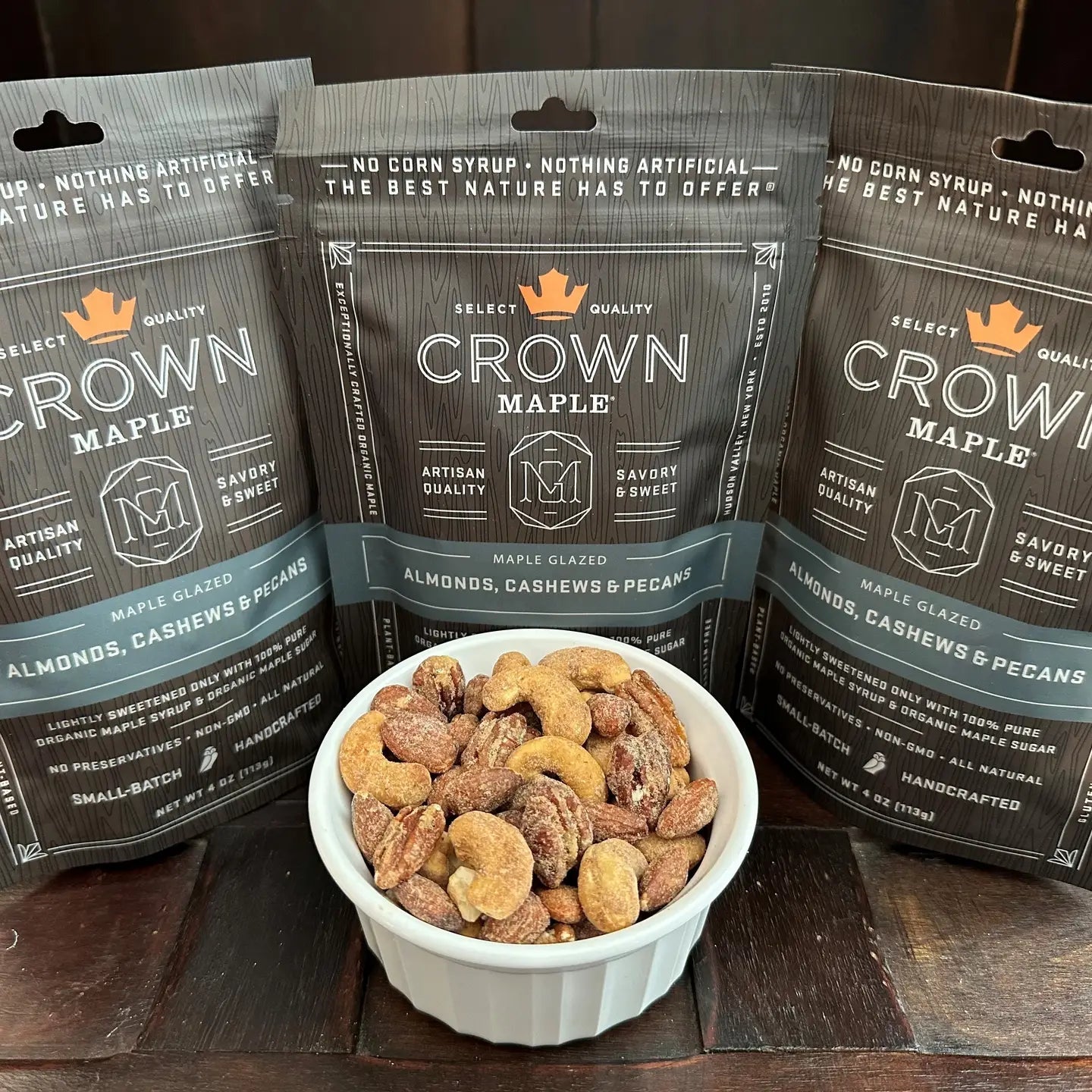 Crown Maple Candied Nuts Maple Glazed Coconut Cashews - BKLYN Larder