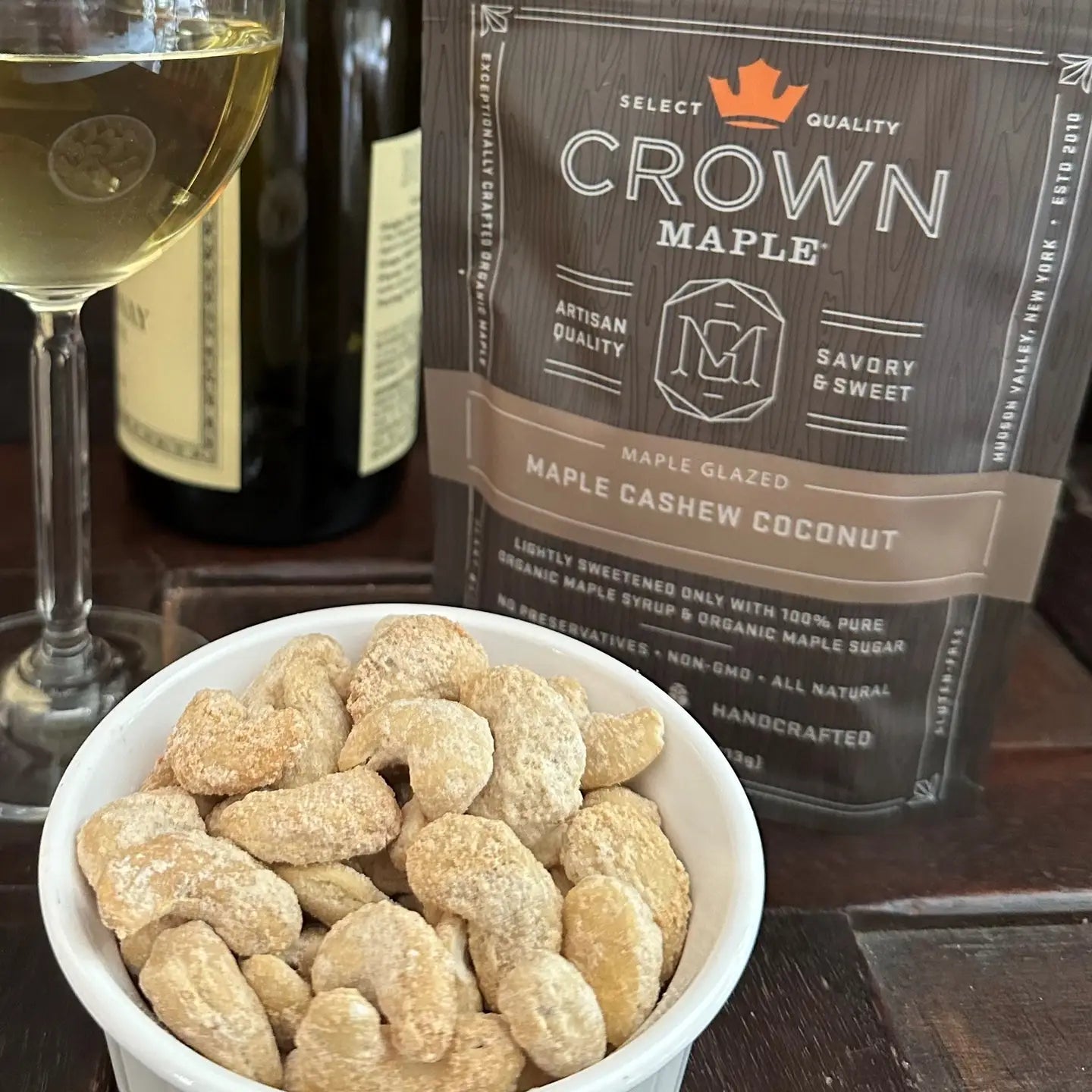 Crown Maple Candied Nuts Maple Glazed Coconut Cashews - BKLYN Larder