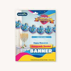 Hanukkah Banner Honeycomb Dreidel Banner - BKLYN Larder