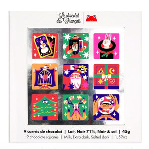 Le Chocolat des Français Christmas Gift Boxes 9 Square Pieces Gift Box - BKLYN Larder